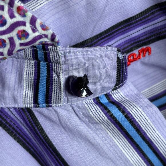 Robert Graham Tailored Fit Purple Striped Button Down Shirt M - Picture 10 of 11